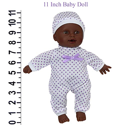 The New York Doll Collection 11 inch/ 28cm Soft Body African American Newborn Baby Doll in Gift Box - Doll Dummy Included