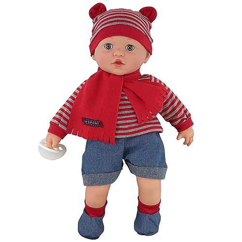 The Magic Toy Shop Bibi Doll - 16" Realistic Lifelike Baby Dolls With Freckles Soft Body Vinyl Doll with Sounds and Dummy (Boy Doll)