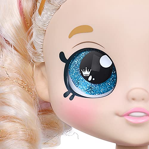 Kindi Kids Tiara Sparkles Royal Candy Scented Big Sister Official 10 Inch Toddler Doll with Bobble Head, Big Glitter Eyes, Changeable Clothes and Removable Shoes