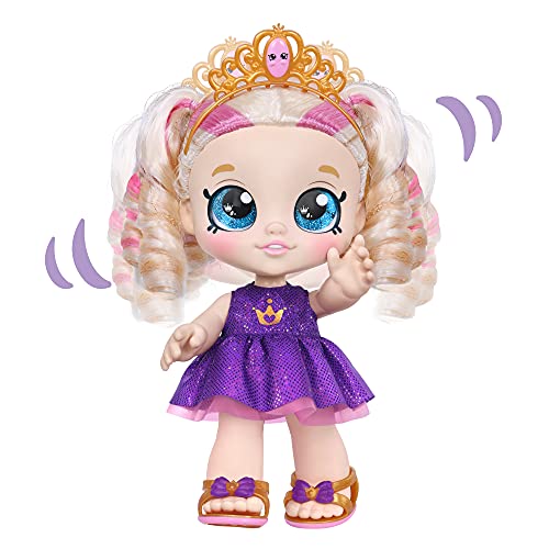 Kindi Kids Tiara Sparkles Royal Candy Scented Big Sister Official 10 Inch Toddler Doll with Bobble Head, Big Glitter Eyes, Changeable Clothes and Removable Shoes