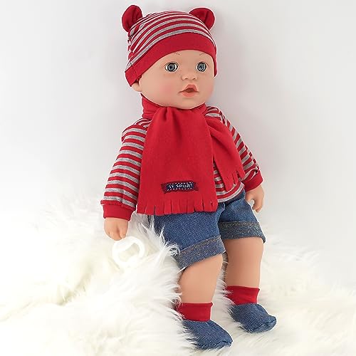 The Magic Toy Shop Bibi Doll - 16" Realistic Lifelike Baby Dolls With Freckles Soft Body Vinyl Doll with Sounds and Dummy (Boy Doll)