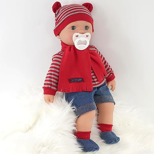 The Magic Toy Shop Bibi Doll - 16" Realistic Lifelike Baby Dolls With Freckles Soft Body Vinyl Doll with Sounds and Dummy (Boy Doll)