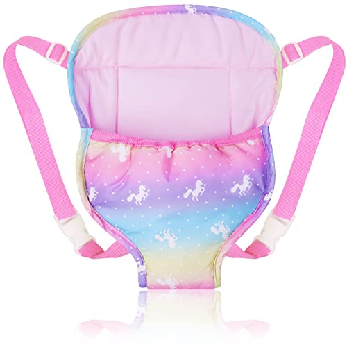 Aolso Baby Doll Carrier Storage Bag Backpack, Baby Doll Carrier with Adjustable Straps, Doll Sling Carrier Front and Back Portable Bag Doll Accessories for 14-18 Inch Dolls (Doll Not Included)