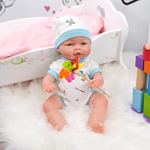 The Magic Toy Shop Bibi Doll - 14" Anatomically Correct Soft Vinyl Lifelike New Born Realistic Baby Girl Boy Doll (Boy Doll)