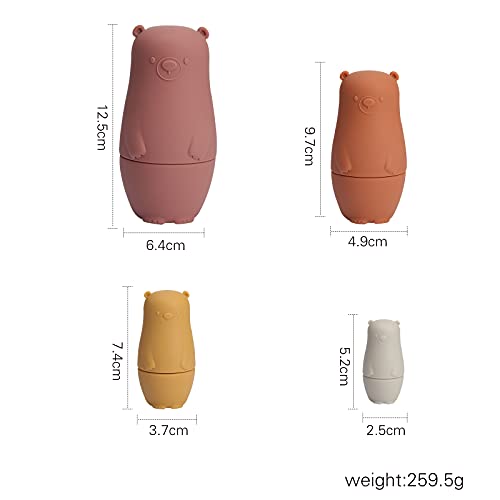 Promise Babe Russian Dolls Matryoshka Dolls Silicon Cute Bear Stacking Toys Nesting Dolls,Kids Animals Toys Soft Stacking Dolls Toddlers Boys Girls,Learning Montessori Toys Party Home Deco Gift Set