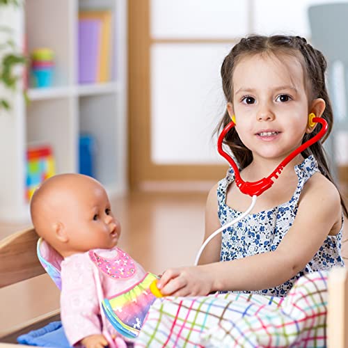 HEAWAA Baby Doll Carrier Set, Portable Storage Bag Backpack Doll Accessories with Diaper Spotted Bibs for 18 Inch Baby Dolls (Not Included Doll)