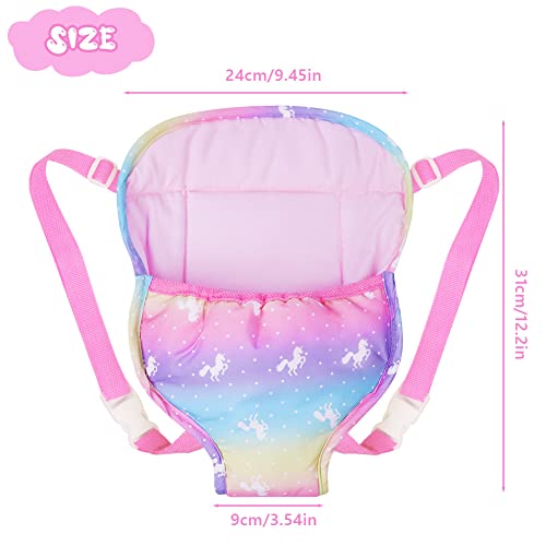 Aolso Baby Doll Carrier Storage Bag Backpack, Baby Doll Carrier with Adjustable Straps, Doll Sling Carrier Front and Back Portable Bag Doll Accessories for 14-18 Inch Dolls (Doll Not Included)