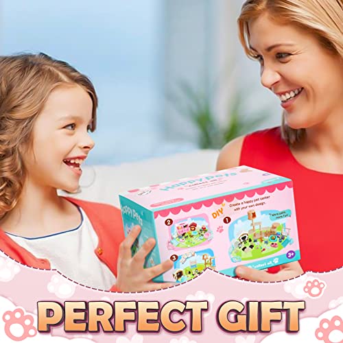 Pet Pretend Play Toys, Cat Figures Playset Toy, Realistic Pet Care Center, Cat House Furniture Toys for Doll Accessories, Cat Care Role Play Educational Toys Gift for Kids Boys Girls 3 4 5 6 Years