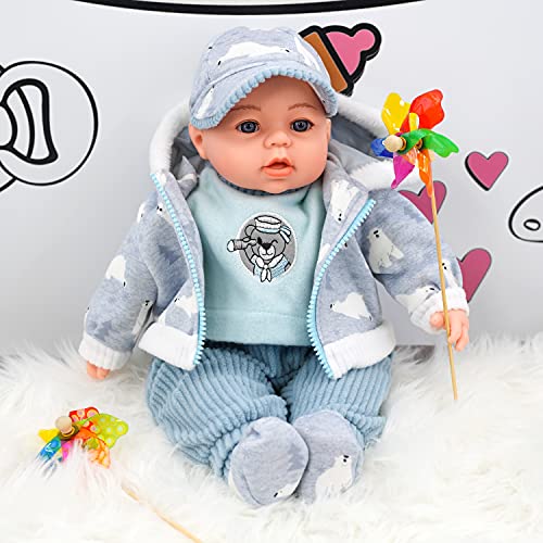 18" Soft Bodied New Born Boy Baby Doll Toy with Dummy and Crying Talking Baby Sounds