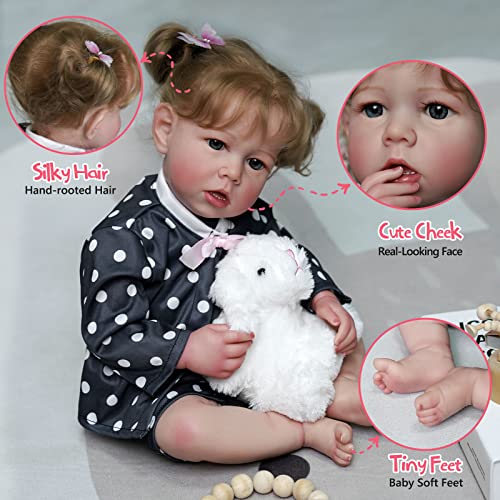 BABESIDE Reborn Dolls - 17-Inch Velvety-Smooth Skin Realistic-Newborn Baby Dolls Blue Eyes Girl Real Life Baby Dolls with Toy Accessories Gift Set for Kids Age 3+ & Collection
