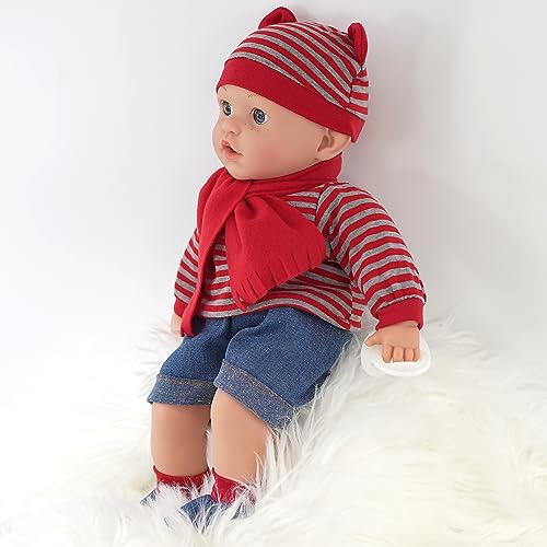 The Magic Toy Shop Bibi Doll - 16" Realistic Lifelike Baby Dolls With Freckles Soft Body Vinyl Doll with Sounds and Dummy (Boy Doll)