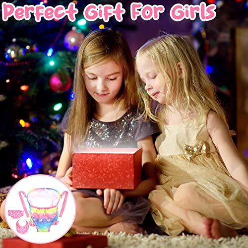 HEAWAA Baby Doll Carrier Set, Portable Storage Bag Backpack Doll Accessories with Diaper Spotted Bibs for 18 Inch Baby Dolls (Not Included Doll)