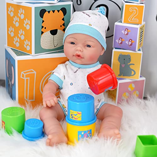 The Magic Toy Shop Bibi Doll - 14" Anatomically Correct Soft Vinyl Lifelike New Born Realistic Baby Girl Boy Doll (Boy Doll)