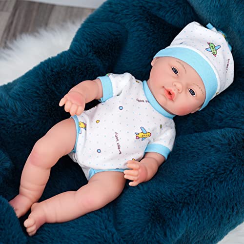 The Magic Toy Shop Bibi Doll - 14" Anatomically Correct Soft Vinyl Lifelike New Born Realistic Baby Girl Boy Doll (Boy Doll)