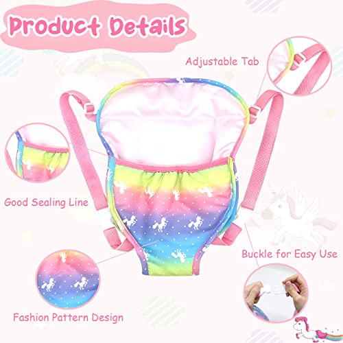 HEAWAA Baby Doll Carrier Set, Portable Storage Bag Backpack Doll Accessories with Diaper Spotted Bibs for 18 Inch Baby Dolls (Not Included Doll)