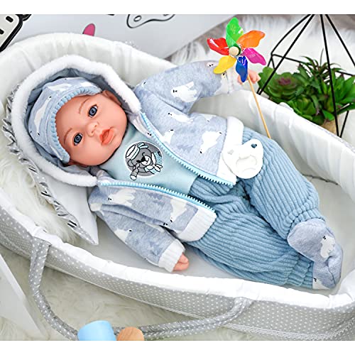 18" Soft Bodied New Born Boy Baby Doll Toy with Dummy and Crying Talking Baby Sounds