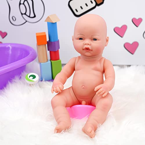 The Magic Toy Shop Bibi Doll - 14" Anatomically Correct Soft Vinyl Lifelike New Born Realistic Baby Girl Boy Doll (Boy Doll)