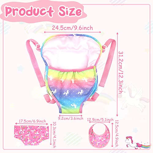 HEAWAA Baby Doll Carrier Set, Portable Storage Bag Backpack Doll Accessories with Diaper Spotted Bibs for 18 Inch Baby Dolls (Not Included Doll)