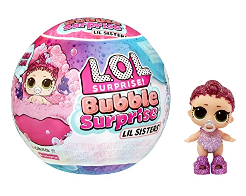 LOL Surprise Bubble Surprise Lil Sisters - RANDOM ASSORTMENT - Collectable Doll, Baby Sister, Surprises, Accessories, Bubble Surprise Unboxing & Bubble Foam Reaction - Great for Kids Ages 4+