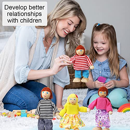 Lifreer Dolls Family Set Dolls Houses People, Sets of 7 People Wooden Family Doll Toys Dolls House Accessories for Doll House Kids Children Toy, House Family Furniture Miniature
