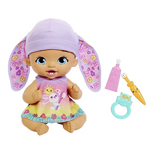 My Garden Baby Brush & Smile Little Bunny Baby Doll (12-in) with 3 Accessories and 2-in-1 Outfit, Pink Hat, Great Gift for Kids Ages 2Y+​