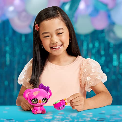 Kindi Kids Party Pets Troppi Koala. Collectible Pet Koala with blinking eyes and Tea Cup Accessory (50268), Green,pink