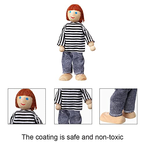 Lifreer Dolls Family Set Dolls Houses People, Sets of 7 People Wooden Family Doll Toys Dolls House Accessories for Doll House Kids Children Toy, House Family Furniture Miniature