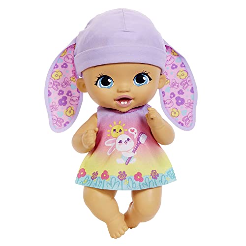 My Garden Baby Brush & Smile Little Bunny Baby Doll (12-in) with 3 Accessories and 2-in-1 Outfit, Pink Hat, Great Gift for Kids Ages 2Y+​