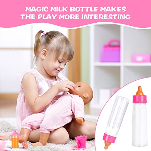 Aolso Magic Baby Doll Milk Bottle and Dummy, 2 Pcs Magic Milk Bottles and 1 Pcs Dummy, Baby Doll Feeding Accessories, Easy for Small Hands, Gift for Boy and Girl