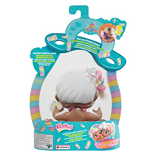 Kindi Kids Mini Mello Scented Kisses Little Sister Official Baby Doll with Big Glitter Eyes, Chubby, Squishy Arms and Legs, Removeable Nappy, Dummy and Bib