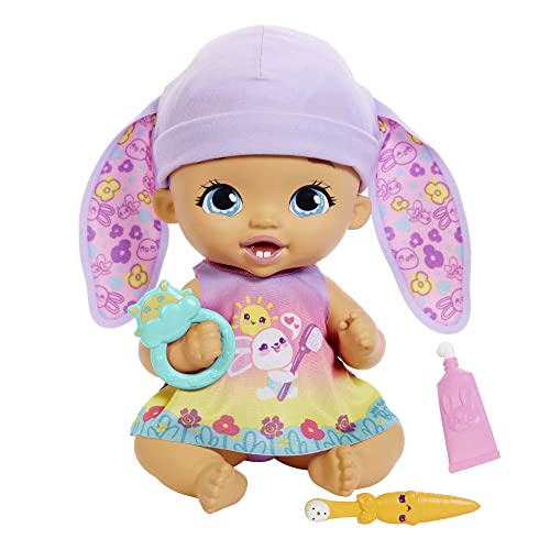 My Garden Baby Brush & Smile Little Bunny Baby Doll (12-in) with 3 Accessories and 2-in-1 Outfit, Pink Hat, Great Gift for Kids Ages 2Y+​