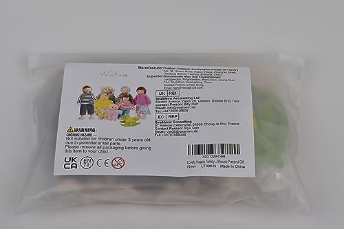 Lovely Happy Family Dolls Playset Wooden Figures Set of 7 People for Kids Children Toddlers – Dollhouse Pretend Gift