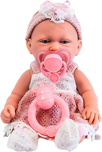 10" Baby Doll Play Set with Baby Rattle and Dummy, Girls / Boys Toy