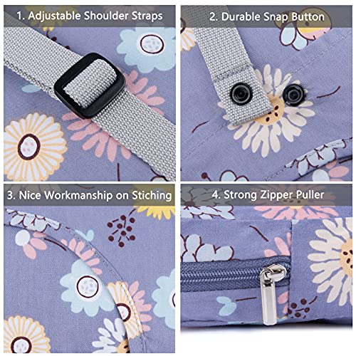 Bebamour Doll Carrier Backpack, 100% Cotton, Kids Backpack for Dolls Accessories Storage Bag (Purple Flower)