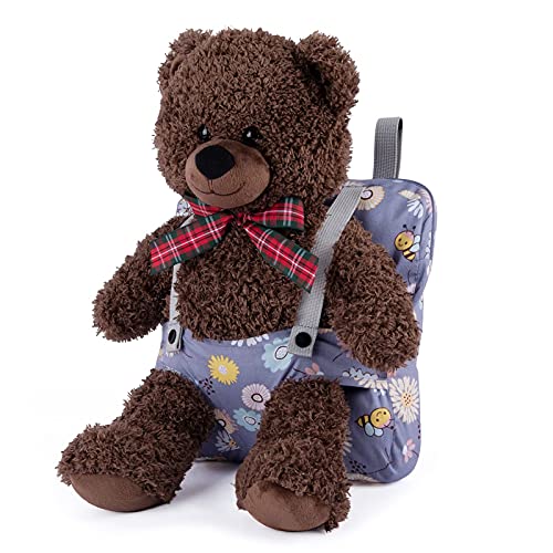 Bebamour Doll Carrier Backpack, 100% Cotton, Kids Backpack for Dolls Accessories Storage Bag (Purple Flower)