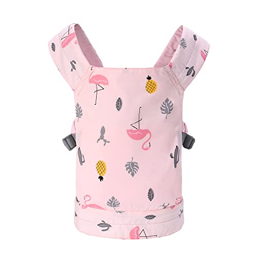 Baby Doll Carrier for Kids, Front and Back Carrying with Adjustable Straps for Girls, Stuffed Toy Carrier Doll Accessories for Kids, 100% Cotton