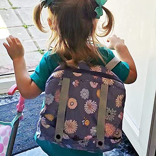 Bebamour Doll Carrier Backpack, 100% Cotton, Kids Backpack for Dolls Accessories Storage Bag (Purple Flower)