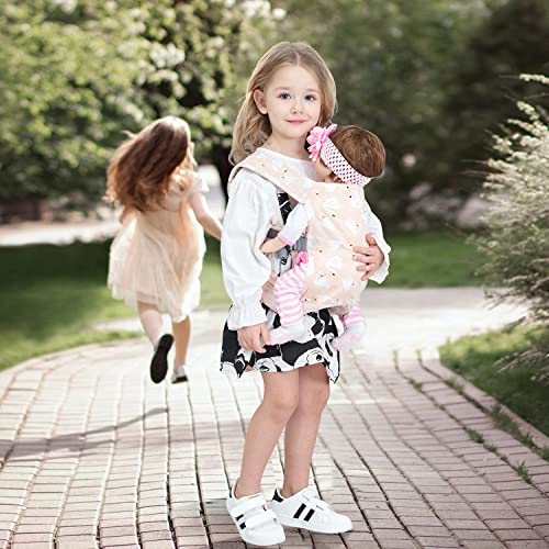 Baby Doll Carrier for Kids, Front and Back Carrying with Adjustable Straps for Girls, Stuffed Toy Carrier Doll Accessories for Kids, 100% Cotton