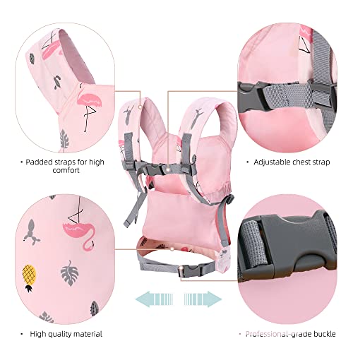 Baby Doll Carrier for Kids, Front and Back Carrying with Adjustable Straps for Girls, Stuffed Toy Carrier Doll Accessories for Kids, 100% Cotton
