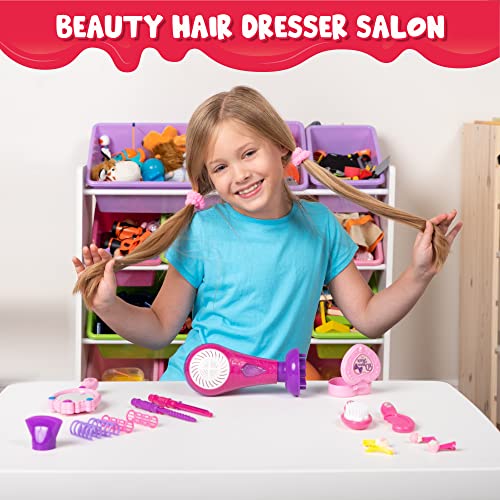 JOYIN Cute Little Girls Doll Beauty Fashion Salon Toy Kit Pretend Play Set with Toy Hairdryer, Mirror and Other Accessories