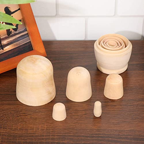 Russian Dolls,5 pcs Wooden Nesting Dolls Unpainted Matryoshka Matrioska Matrioshki Matriozska Dolls DIY Blank Wood Russian Dolls for Make Your Own Boys Girls Gift Decorations