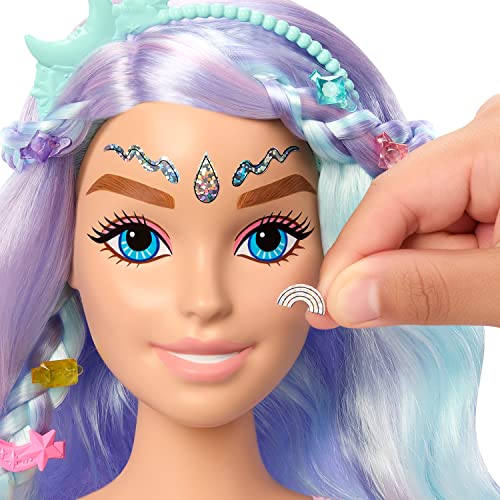 Barbie Doll Fairytale Styling Head, Pastel Fantasy Hair with 20 Accessories, Doll Head for Hair Styling, HMD82
