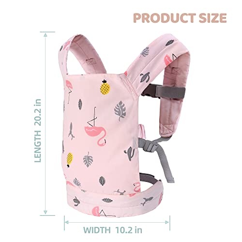 Baby Doll Carrier for Kids, Front and Back Carrying with Adjustable Straps for Girls, Stuffed Toy Carrier Doll Accessories for Kids, 100% Cotton