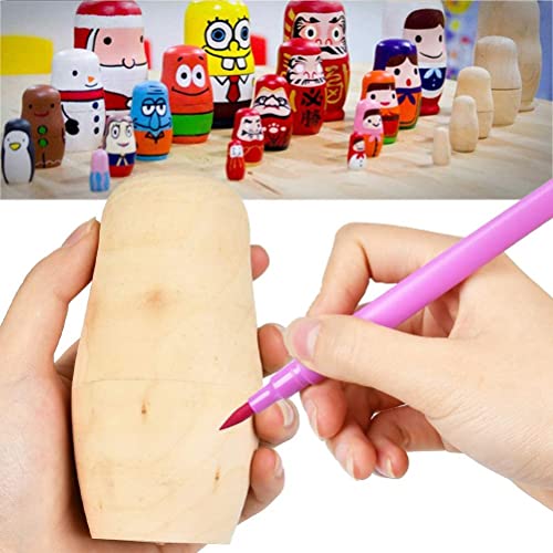 Russian Dolls,5 pcs Wooden Nesting Dolls Unpainted Matryoshka Matrioska Matrioshki Matriozska Dolls DIY Blank Wood Russian Dolls for Make Your Own Boys Girls Gift Decorations