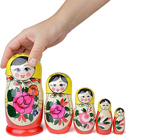 Russian Dolls,5 pcs Wooden Nesting Dolls Unpainted Matryoshka Matrioska Matrioshki Matriozska Dolls DIY Blank Wood Russian Dolls for Make Your Own Boys Girls Gift Decorations