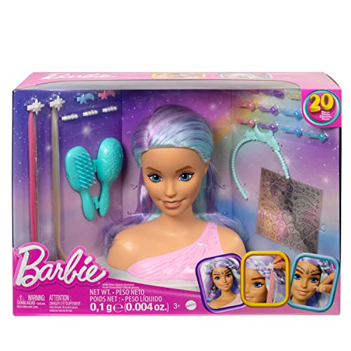 Barbie Doll Fairytale Styling Head, Pastel Fantasy Hair with 20 Accessories, Doll Head for Hair Styling, HMD82