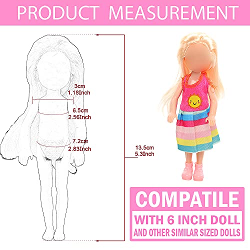 Miunana 12 Clothes Outfits for 6 Inch Dolls = 10 Dresses + 2 Shoes for Girl Dolls