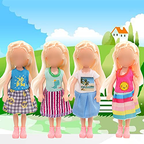 Miunana 12 Clothes Outfits for 6 Inch Dolls = 10 Dresses + 2 Shoes for Girl Dolls