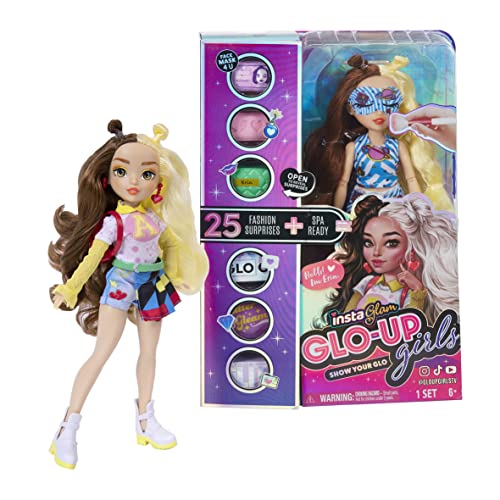 InstaGlam Glo Up Girls Erin Fashion Doll With 25 fashion Surprises and accessories. Collectable Doll for kids Age 4+ 10 inch scale doll Unboxing toy