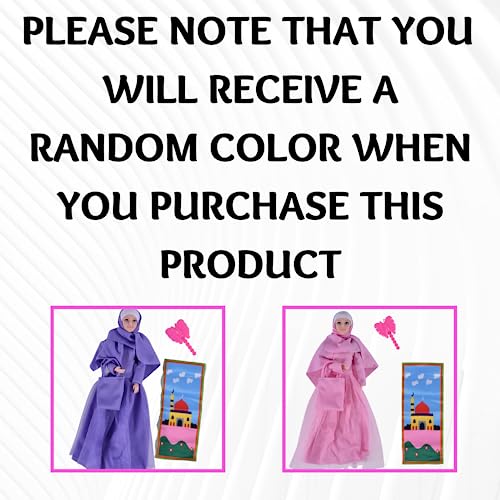 Umm Amirah Muslim Doll Set for girls 3–7 year old, Ramadhan/Eid gift for kids.1 modestly dressed doll, handbag, prayer mat and a hair brush. Random color